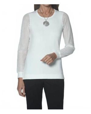 J'Envie/Eli Sheer Sleeve Jewel Neck Top - Gray