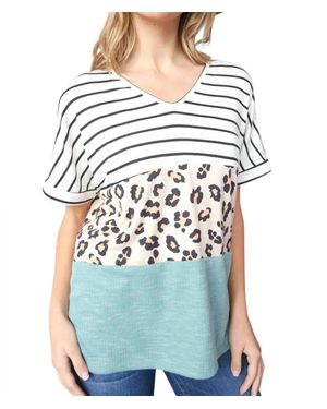 Haptics Colorblock Short Sleeve Top - Blue