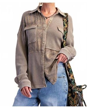 Easel Button Down Thermal Shirt - Brown