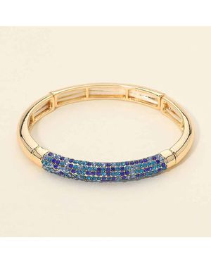 Fashnzfab Rhinestone Embellished Stretch Bracelet - Blue