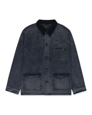 Purple Brand Dark Corduroy Detail Workwear Canvas Jacket - Blue