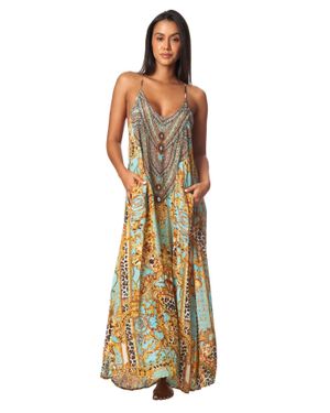 La Moda Clothing Vase T-Back Maxi Dress - Metallic