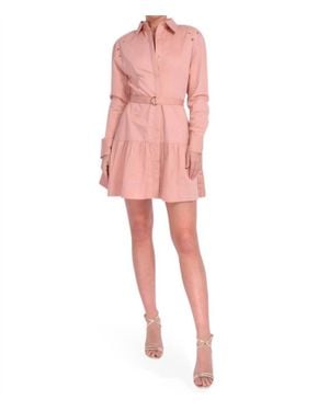 Karina Grimaldi Button-Up Cotton Mini Dress - Pink