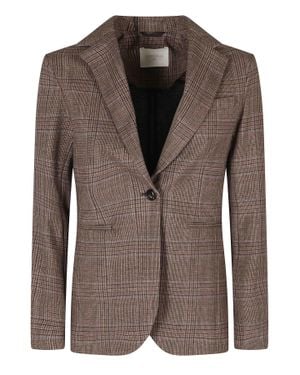 Circolo 1901 Checkered Single-Breasted Slim-Fit Jacket - Brown