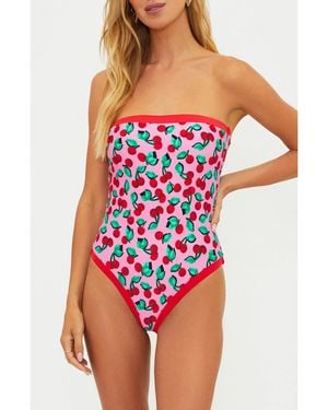 Beach Riot Amber One Piece Mon Cherry Stretch Swimsuit Frog853 - Red