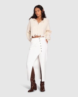 Belle & Bloom Can'T Forget You Denim Midi Skirt - White