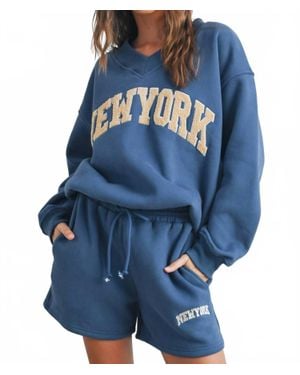 Buttermelon New York V-Neck Sweatshirt - Blue