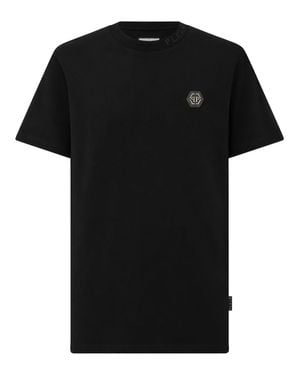 Philipp Plein Round Neck T-Shirt Neck Logo - Black