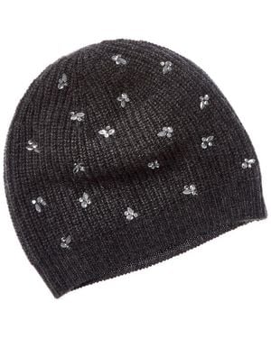 Forte Cashmere Mixed Crystal Cashmere Hat - Black