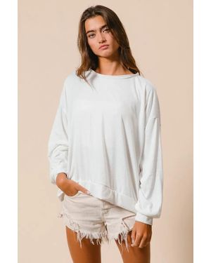 TRUEDAMES Loop Terry Pull Over With Cut Edge Band - White
