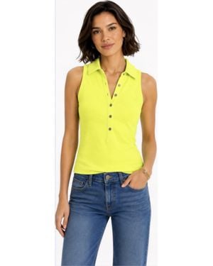 Michael Stars Norah Sleeveless Polo Top - Orange
