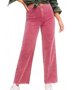 Le Miel Raw Edge Hemline Corduroy Pants - Red