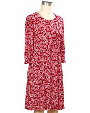 I TOUCH 3/4 Sleeve Carmen Print Dress - Red