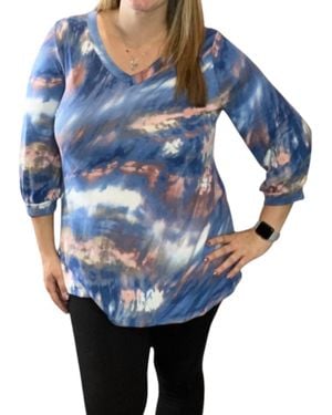 Honeyme Sunset Sky 3/4 Sleeve Top - Blue