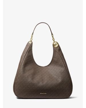 Michael Kors Ellie Large Signature Logo Shoulder Bag - Brown