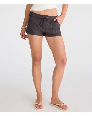 Aéropostale Low-Rise Linen Shorts - Blue
