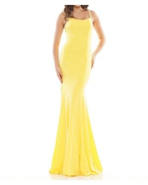 Colors Dress Scoopneck Lycra Gown - Yellow