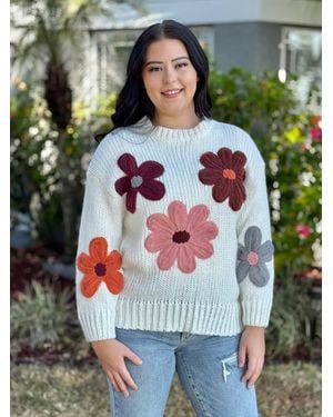 Katydid Coming Up Daisies Sweater - Green