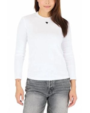 Kerri Rosenthal Long Sleeve Rib Tee Top - White