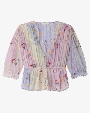 Mes Demoiselles V Neck Glow Blouse - Pink