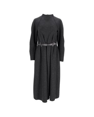 Emporio Armani Belted Mock Neck Midi Dress - Black