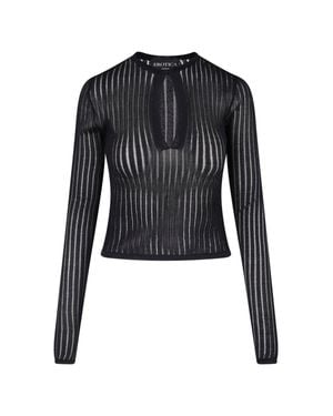 Dondup Lurex Knit Ribbed Top - Black