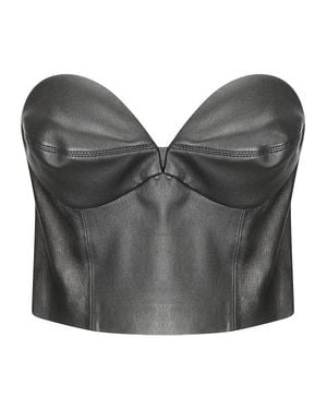 1972 DESA Leather Bustier Top - Gray