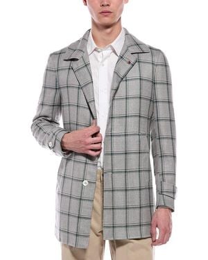 Isaia Wool, Silk, & Linen-Blend Walking Coat - Gray