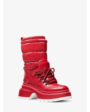 MICHAEL Michael Kors Shiloh Mixed-Media Boot - Red