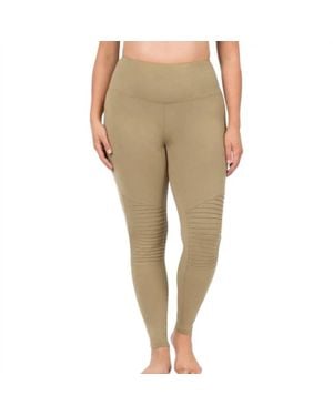 Zenana Premium Cotton Tummy Control Moto Leggings - Natural