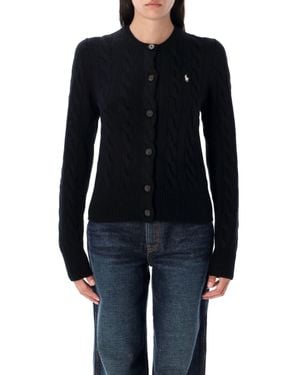 Polo Ralph Lauren Cable Knit Wool-Cashmere Slim Cardigan - Blue
