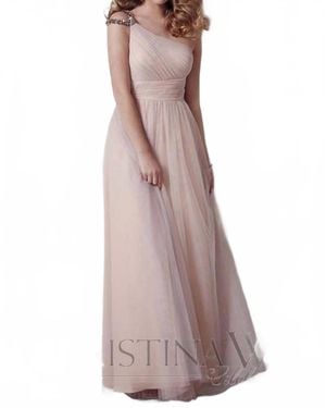 Christina Wu One-Shoulder Gathered Bodice Bridesmaid Gown - Multicolor