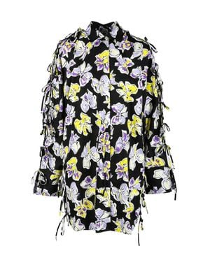 MSGM Puff Sleeve Cotton Shirt Dress - White