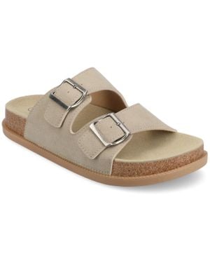 Journee Collection Tula Adjustable Comfort Slide Sandal - Gray