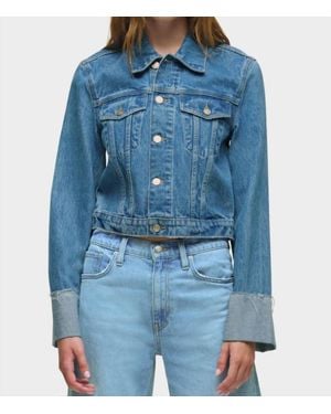 Hudson Jeans Cuffed Crop Denim Jacket - Blue