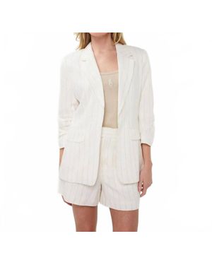 EsQualo Striped Linen Blazer - White
