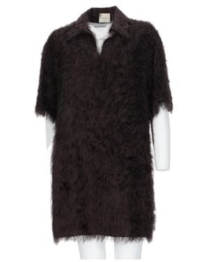 Alysi Fringed Textured Mini Dress By - Black
