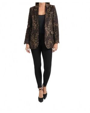 Love Token 2 Button Animal Print Blazer - Black
