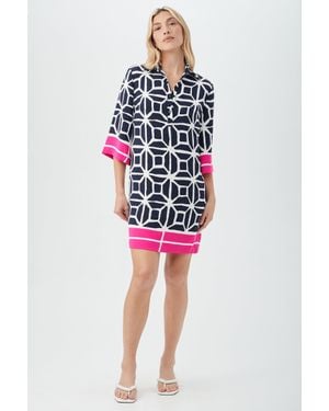 Trina Turk Argina 3/4-Sleeve Dress - Red