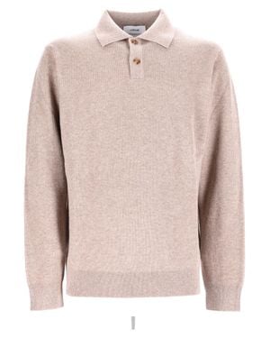 Lardini Ribbed Knit Long-Sleeve Polo Shirt - Pink