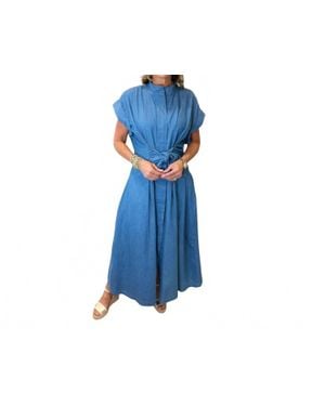 Apny Tie Front Midi Dress - Blue