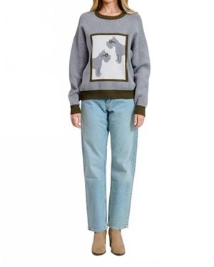 Flat White Schnauzer Pullover Sweater - Blue