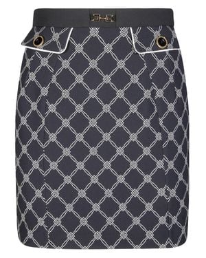 Elisabetta Franchi Mini Skirt With Geometric Chain-Link Pattern - Gray