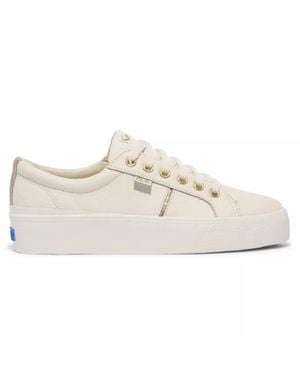 Keds Jump Kick Duo Sneakers Egret Champagne Leather Shoes Rhs7966 - White