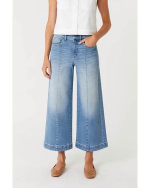 Level 99 Jansen Pintuck Crop Wide Leg Jean - Blue