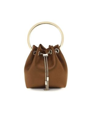 Jimmy Choo Brown Silk Shoulder Bag