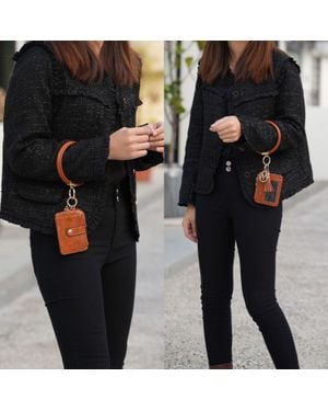 MKF Collection by Mia K Jordyn Vegan Leather Bracelet Keychain With A Credit Card Holder - Black