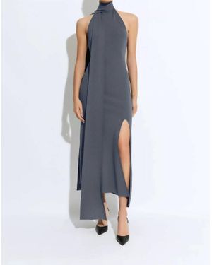 LAPOINTE Matte Viscose Halterneck Dress - Blue