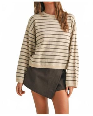 Miou Muse Striped Soft Knit Top - Natural