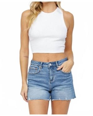 mica denim Mattie High Rise Cut Off Shorts - Blue